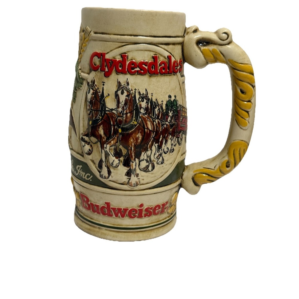 (Vintage) 1983 Budweiser Clydesdale Beer‎ Stein Anheuser Busch Holiday Mug 20oz